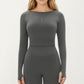 Seamless Long Sleeve Cropped Top with Thumbhole Cuffs and Fitted Waistband