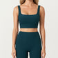 Square Neck Ribbed Cropped Tank Top with Seam Front Detail