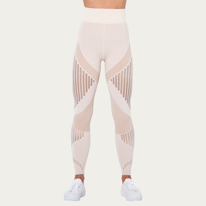 Seamless Patterned Leggings with Ribbed Details and Contouring Panels