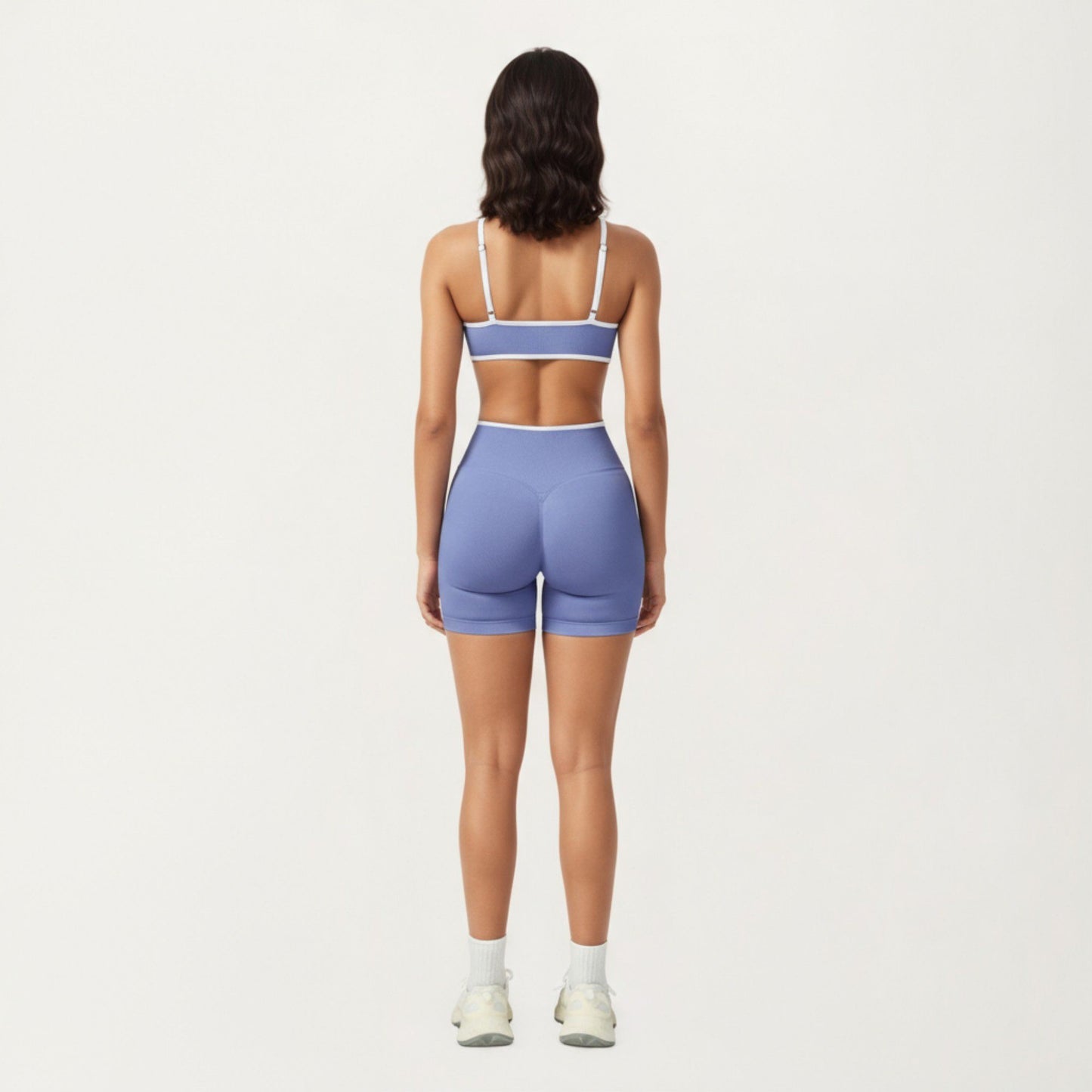 Contrast Trim Scoop Neck Sports Bra with Adjustable Spaghetti Straps
