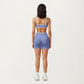 Contrast Trim Scoop Neck Sports Bra with Adjustable Spaghetti Straps