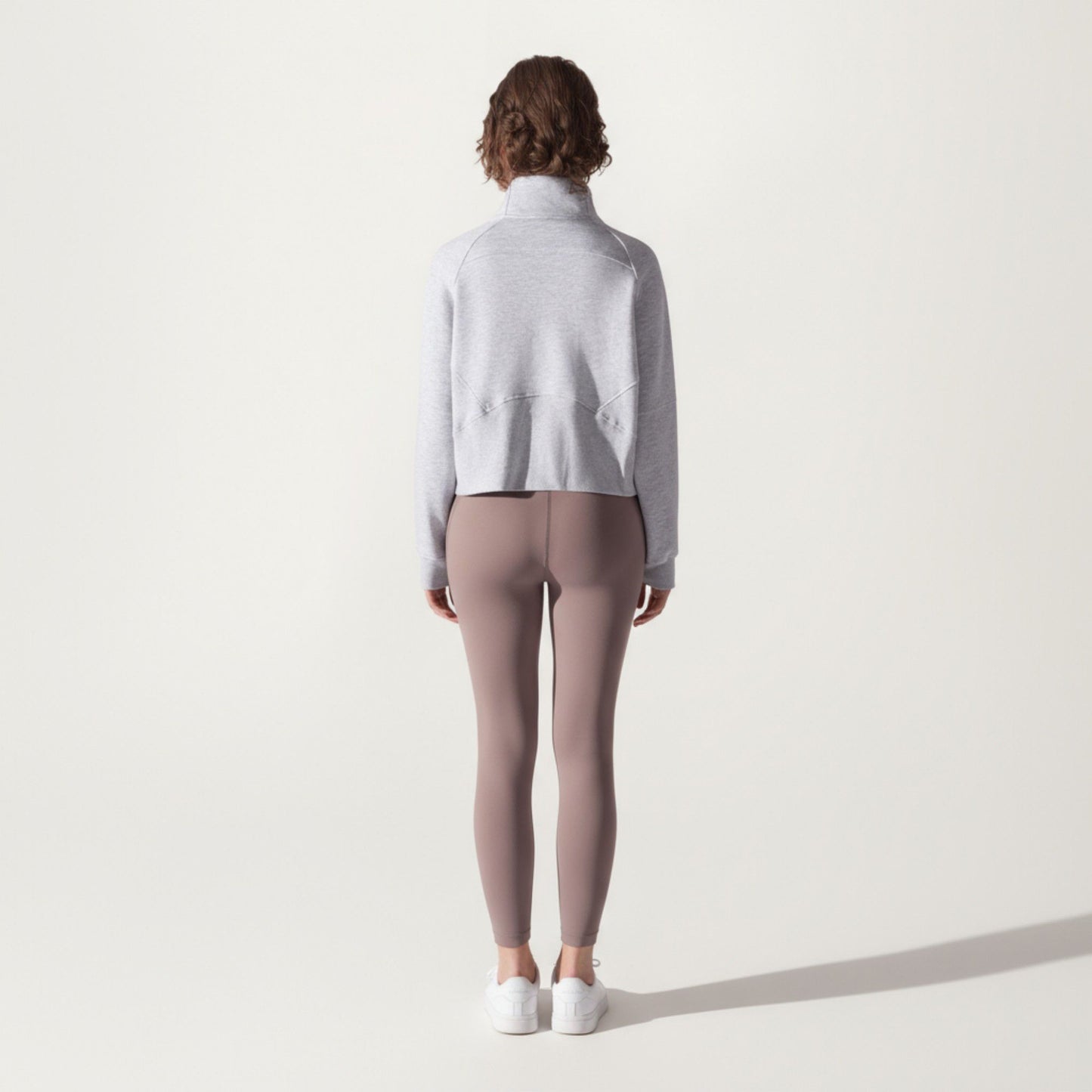 Long Sleeve Half Zip Pullover Sweatshirt with High Collar and Kangaroo Pocket Design