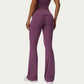 Foldover Waist Flare Leggings with Smooth Stretch Knit Fabric