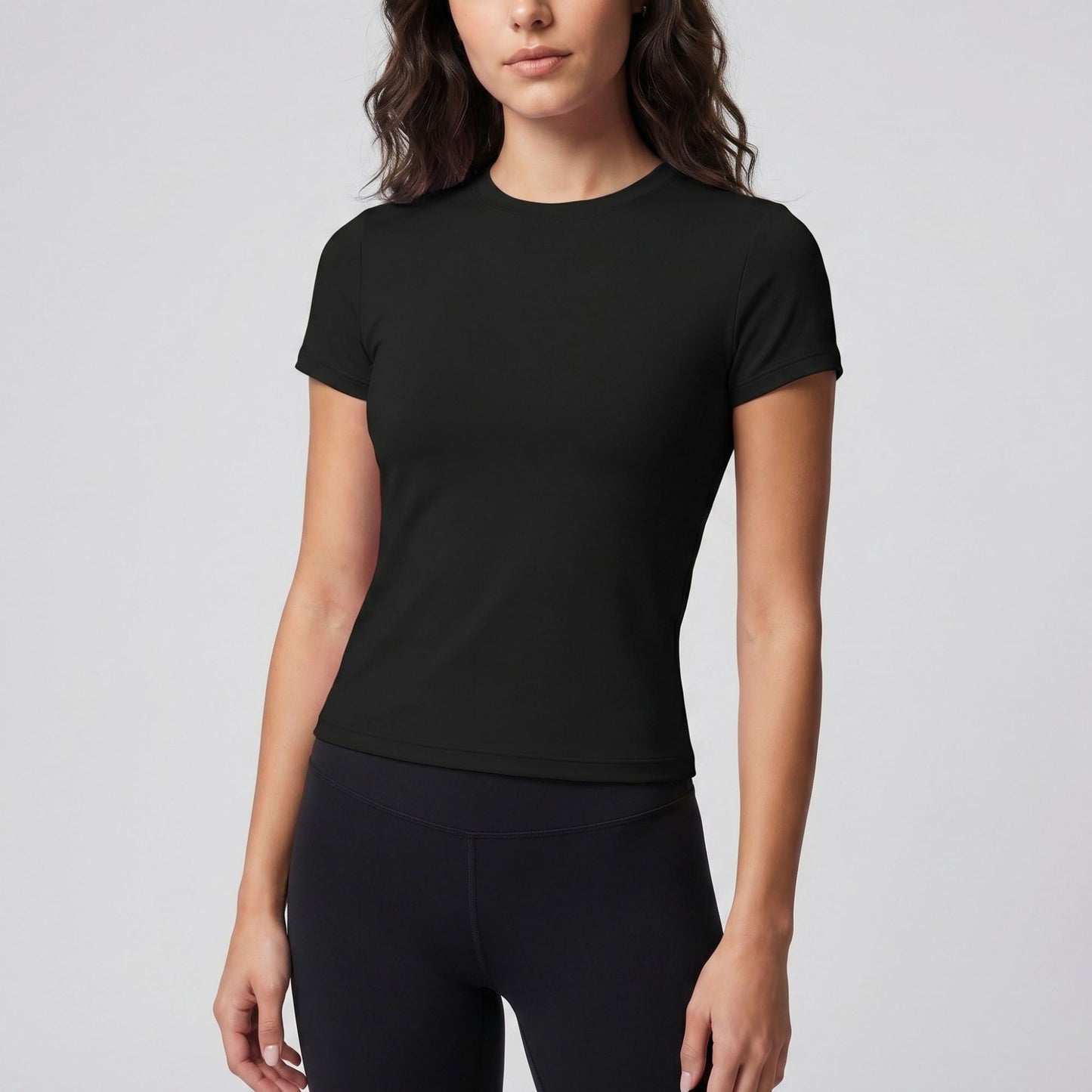 Short Sleeve Workout Top Crew Neck Fitted Activewear T Shirt Yoga Tee
