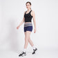 Striped Foldover Waist Fitted Athletic Shorts for Workouts Running and Everyday Activewear
