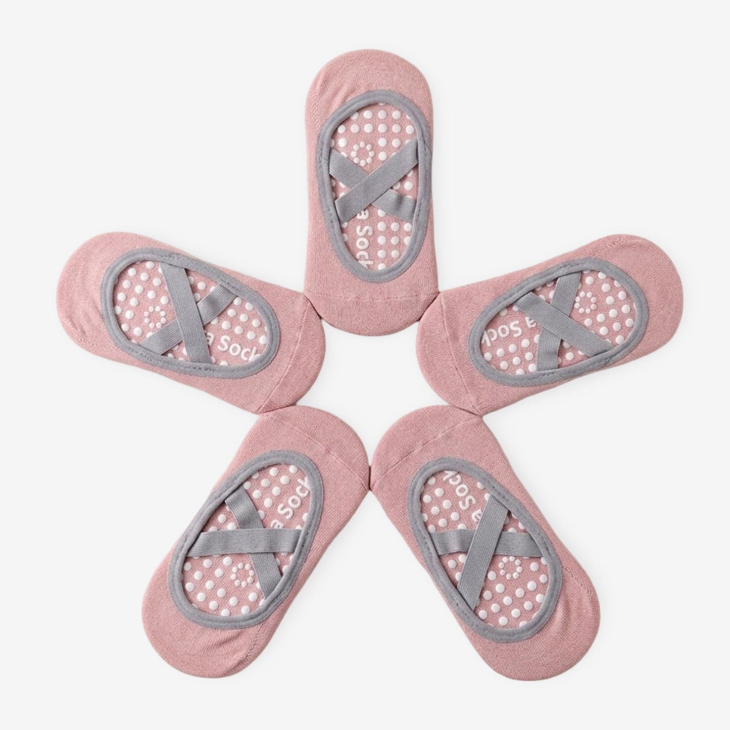 Non-Slip Yoga Socks with Cross Strap Design for Indoor Fitness 5 Pack