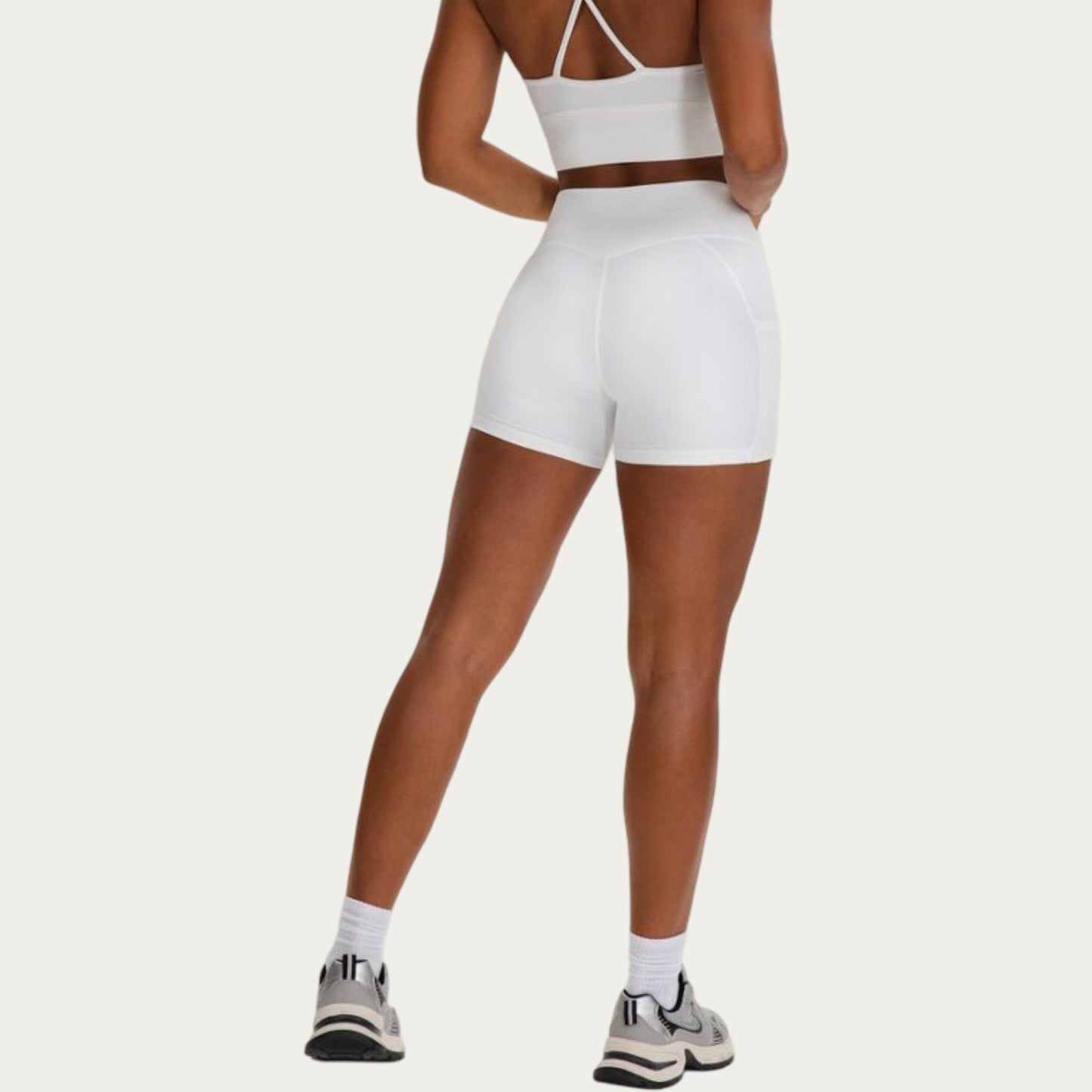 High Waist Biker Shorts with Side Pockets and Smooth Stretch Fit