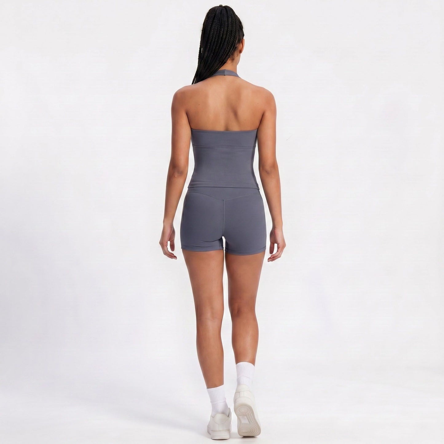 Padded Halter Wrap Front Longline Sports Bra Tank Top Workout Yoga Crop Top