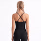 V Neck Cropped Active Tank Top with Adjustable Crisscross Back Straps for Gym Workouts