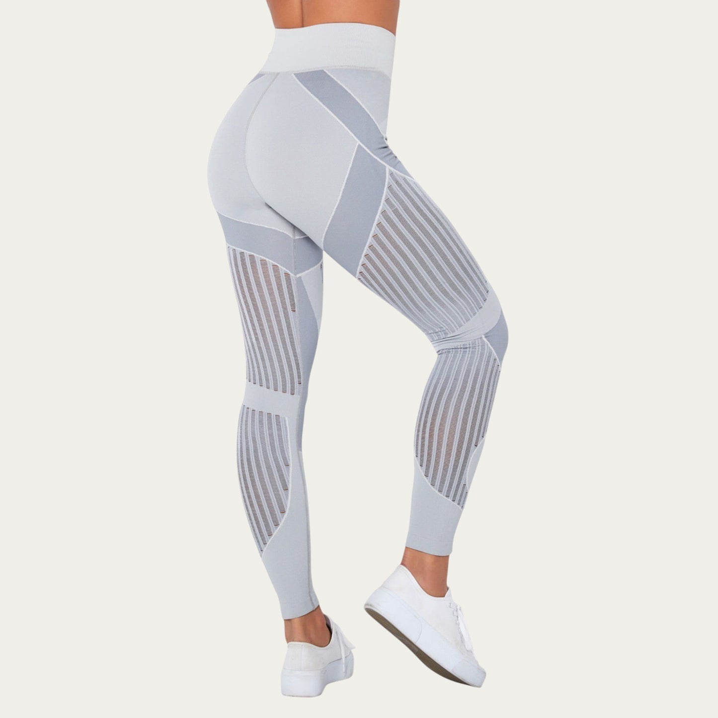 Seamless Patterned Leggings with Ribbed Details and Contouring Panels