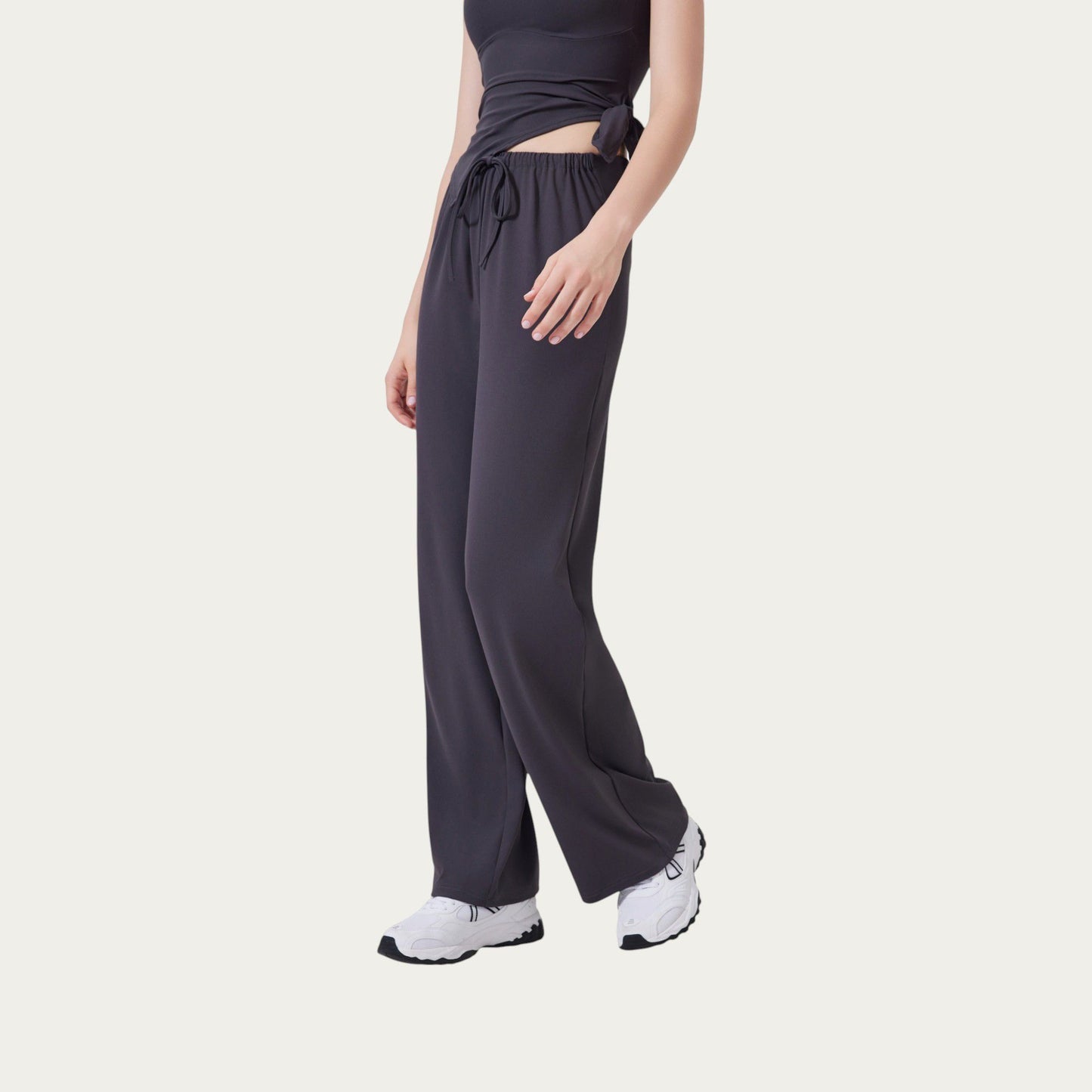 High Waist Drawstring Wide Leg Sweatpants with Relaxed Fit