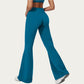 High Waist Flare Yoga Pants with Wide Leg Stretch Fit and Seam Detail