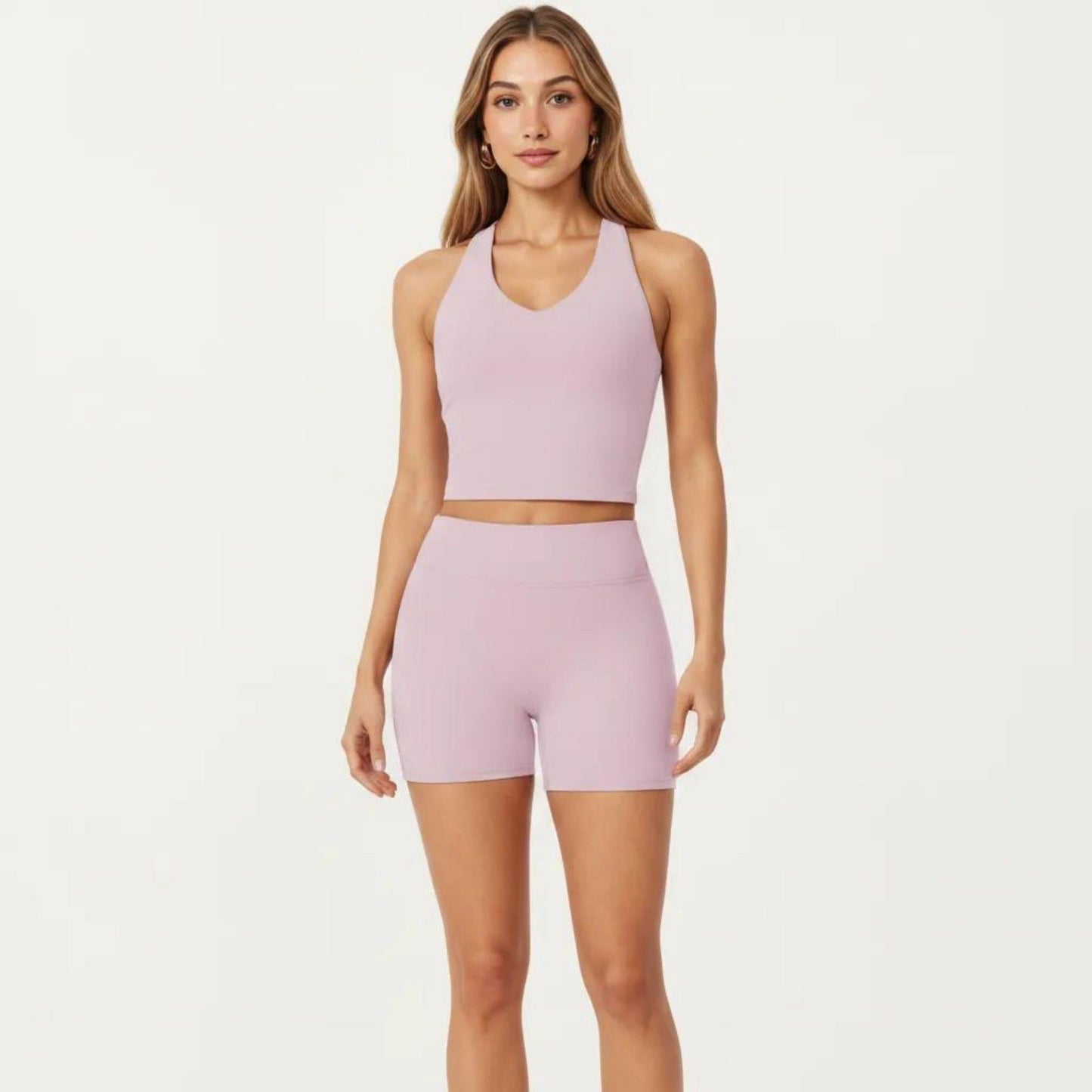 High Neck Longline Sports Bra with Open Back and Cropped Active Fit