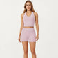 High Neck Longline Sports Bra with Open Back and Cropped Active Fit