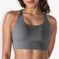 Scoop Neck Stretchy Cropped Banded Criss Cross Back Sports Bra