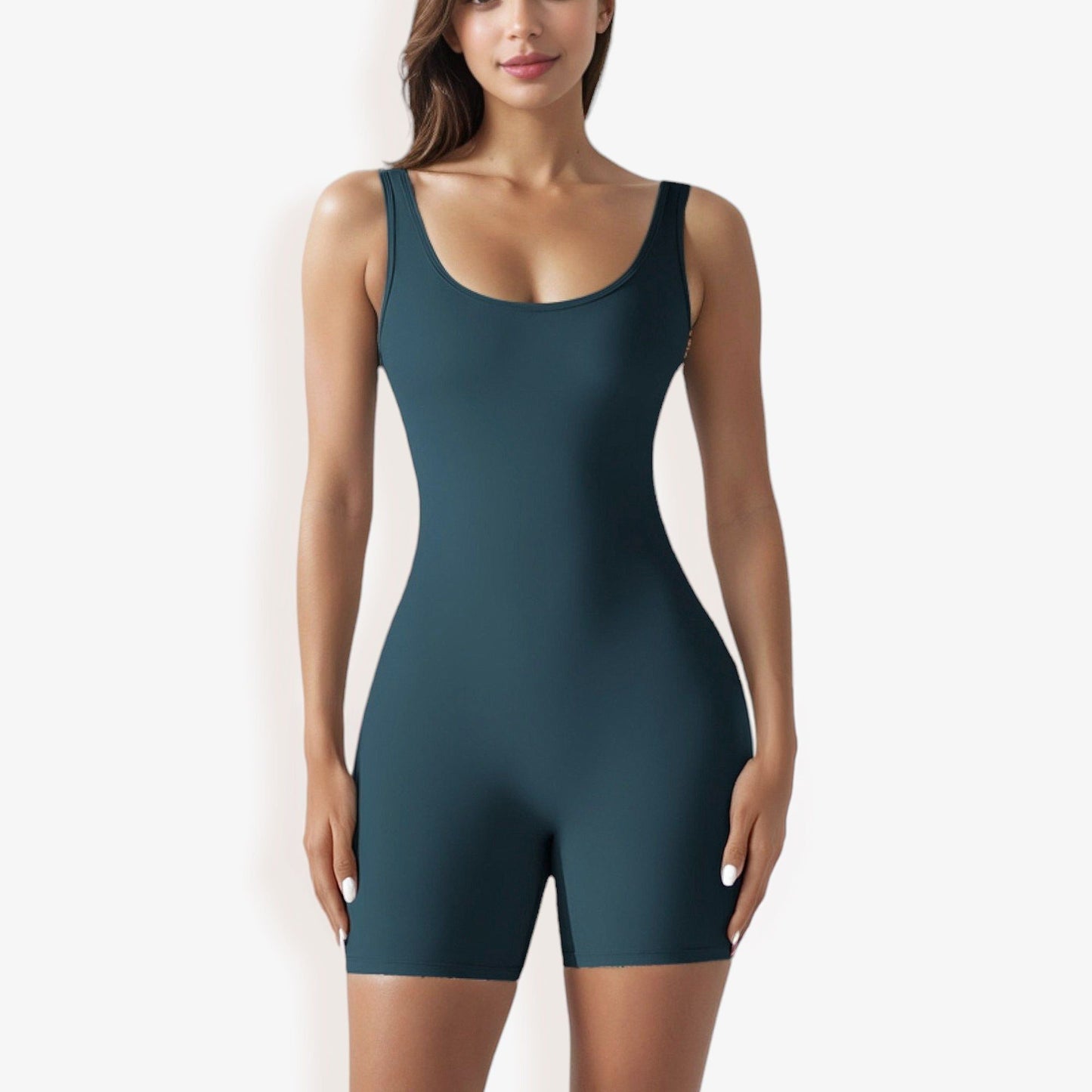 Sleeveless Bodycon Romper with Scoop Neck and Form-Fitting Design