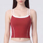Contrast Trim Double Strap Cropped Cami Tank Top with Fitted Light Support Activewear Design
