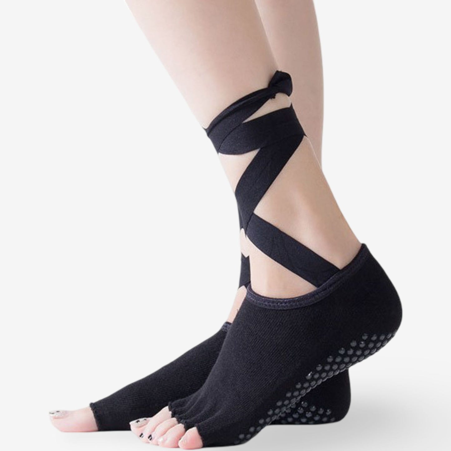 Tie-Strap Five-Toe Yoga Socks Non-Slip Pilates Socks 3 Pack