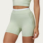 High Waist Biker Shorts with Smooth Stretch Fabric and Contrast Waistband