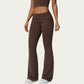 Foldover Waist Flare Leggings with Smooth Stretch Knit Fabric