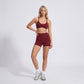 Padded V Neck Sports Bra Tank Top Wide Strap Workout Yoga Crop Top