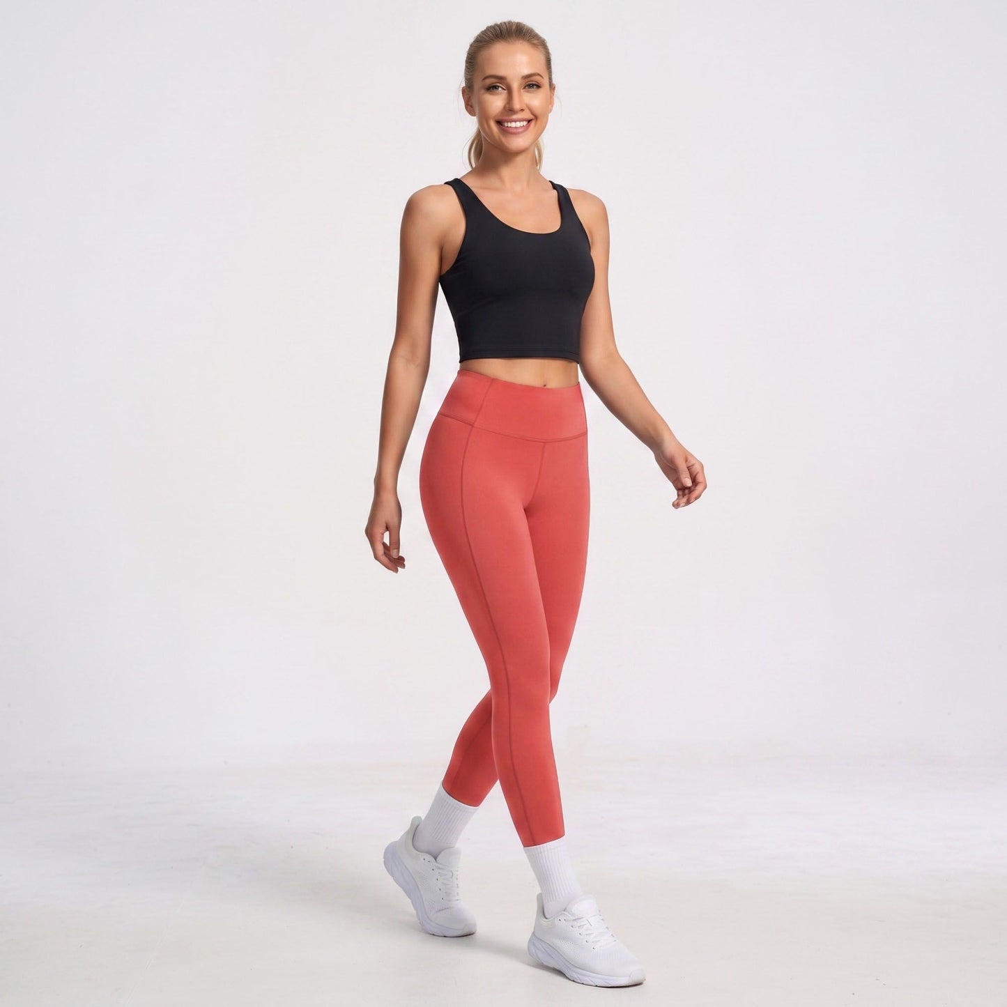 High Waist Full Length Workout Leggings with Contour Seams