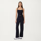 Square Neck Ribbed Knit Cropped Tank Top with Wide Shoulder Straps