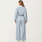Cropped Zip Front Jacket with Elastic Hem and Long Sleeves