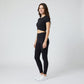 Short Sleeve Twist Front Crop Workout Top Crew Neck Yoga Activewear T Shirt