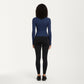 Ribbed Long Sleeve Fitted Top with Crew Neck and Thumbhole Cuffs