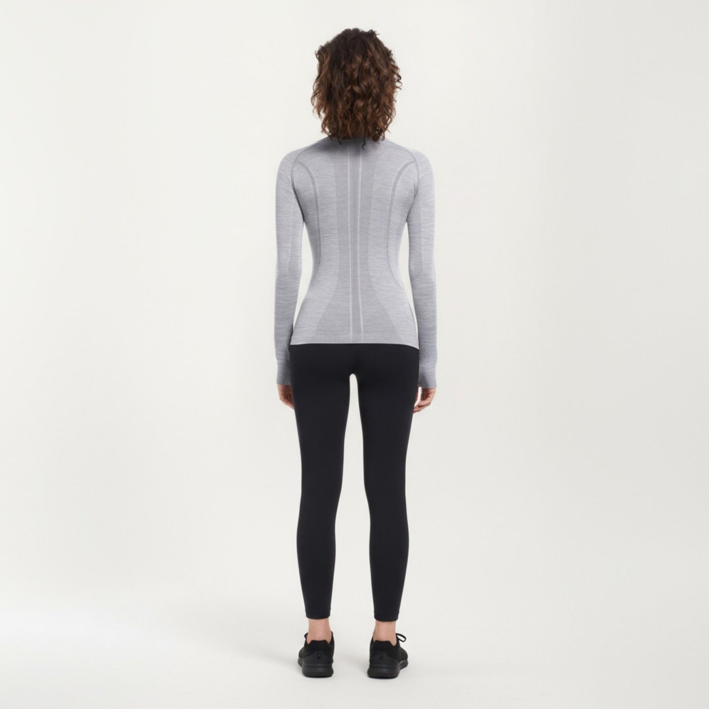 Seamless Long Sleeve Fitted Top with Thumbhole Cuffs and Crew Neck