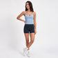 Padded Crisscross Back Longline Sports Bra Tank Top Scoop Neck Workout Yoga Crop Top