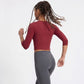 Elbow Sleeve Workout Top Crew Neck Fitted Crop Yoga Activewear Shirt