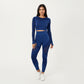 Long Sleeve Seamless Crop Top with Ribbed Texture and Contour Panels