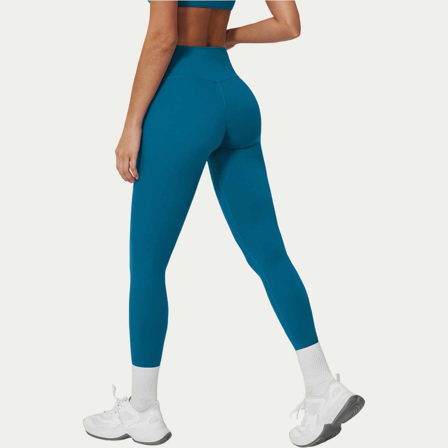 High Waist Leggings with Smooth Stretch Fabric and Curved Seam Detail