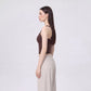 Cropped Yoga Tank Top with Built In Padding Scoop Neck Wide Strap Fitted Activewear Top