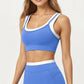 Contrast Trim Sports Bra with Square Neck and Smooth Stretch Fit