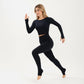 Seamless Long Sleeve Cropped Top with Thumbhole Cuffs and Fitted Waistband