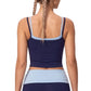 Double Strap Workout Tank Square Neck Fitted Crop Top