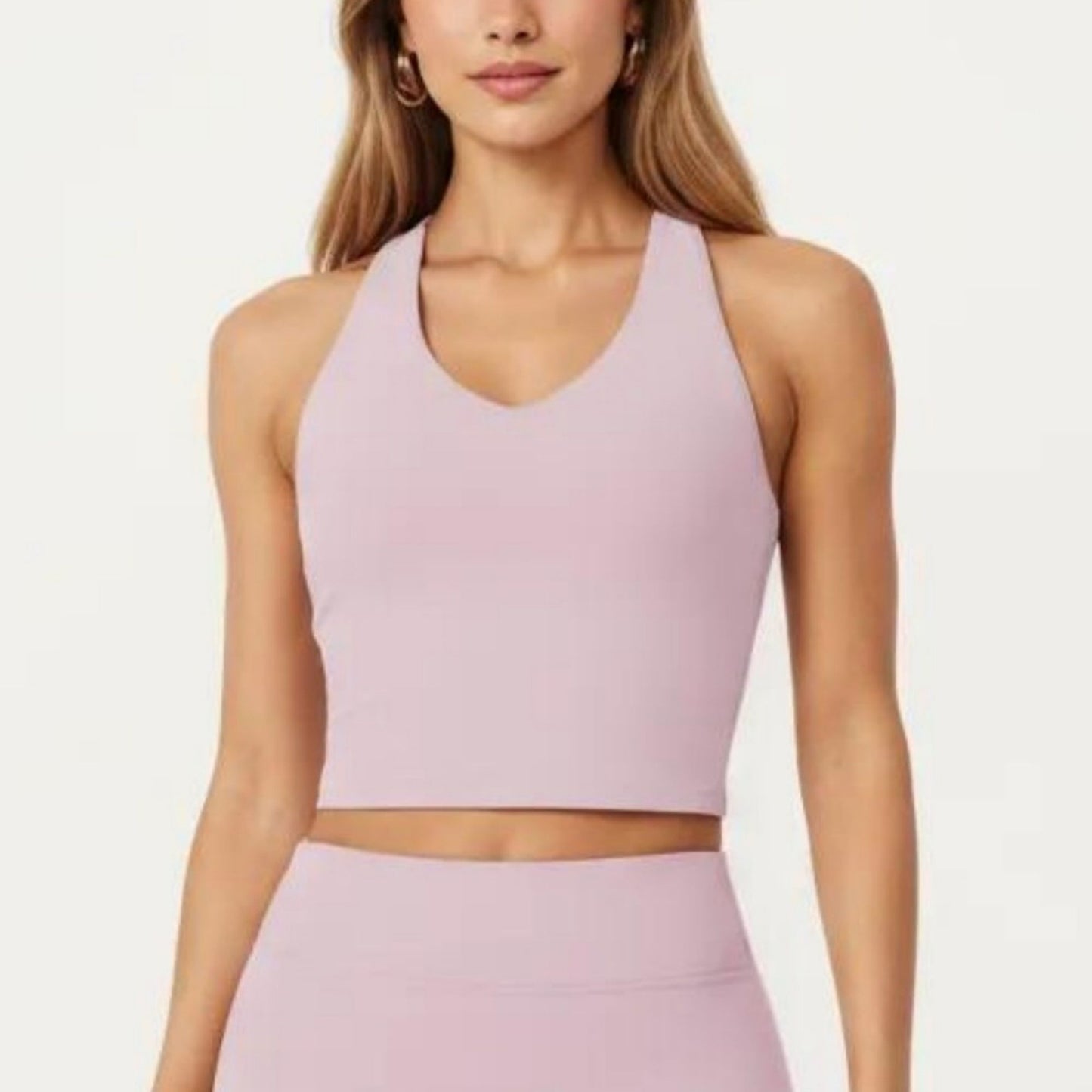 High Neck Longline Sports Bra with Open Back and Cropped Active Fit
