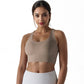 Scoop Neck Stretchy Cropped Banded Criss Cross Back Sports Bra