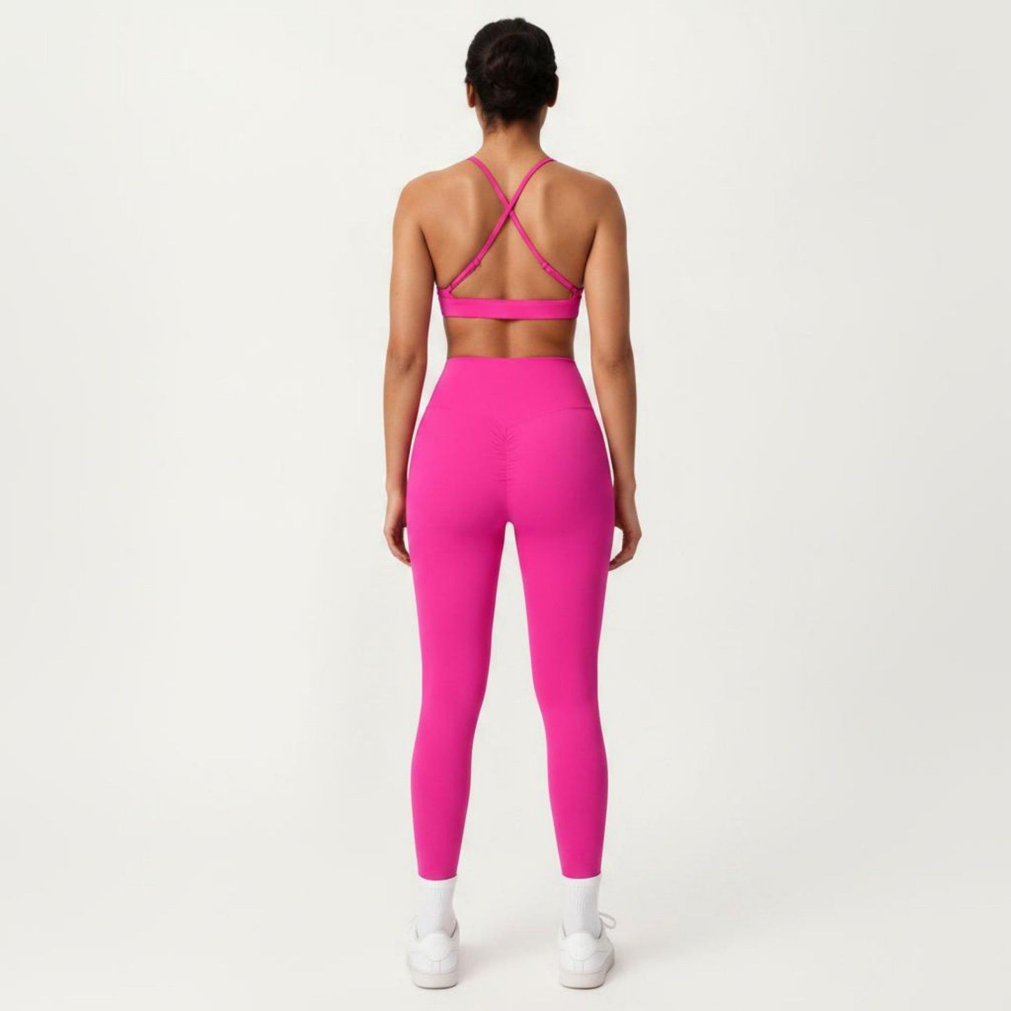 Triangle Sports Bra with Adjustable Cross Back Straps and Smooth Band