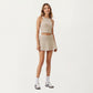 High Neck Ribbed Cropped Tank Top with Contrast Piping Trim