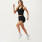 High Neck Longline Sports Bra with Open Back and Cropped Active Fit