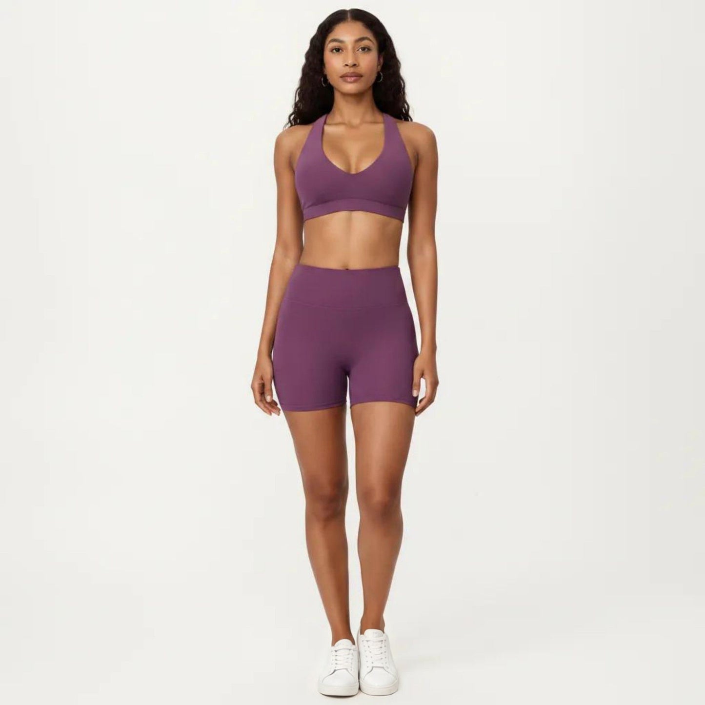 Racerback Sports Bra with Scoop Neck and Open Back Cutout Design
