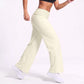 Polka Dot Foldover Waist Wide Leg Yoga Pants Full Length Flowy Workout Trousers