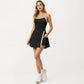 Athletic Dress with Racerback Top Built-In Shorts Contrast Trim Pleated Skirt