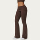 Foldover Waist Flare Leggings with Smooth Stretch Knit Fabric