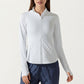 Full Zip Long Sleeve Active Jacket with Fitted Silhouette and High Neck