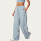 Wide Leg Lounge Pants with Elastic Waistband and Relaxed Draped Fit